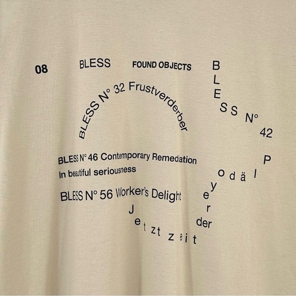 NWOT BLESS Beige Gray Multicollection II Loose Fit Oversized Cotton T-Shirt Tee - Picture 4 of 8
